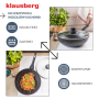 KLAUSBERG PATELNIA WOK 28cm MARMUROWA CZARNA Z POKRYWKĄ - 5