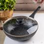 KLAUSBERG PATELNIA WOK 28cm MARMUROWA CZARNA Z POKRYWKĄ - 7