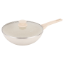 KLAUSBERG PATELNIA WOK 28cm MARMUROWA KREMOWA Z POKRYWKĄ - 8