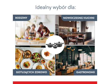 KLAUSBERG ZESTAW GARNKÓW  6 ELEMENTÓW Z MARMURKOWĄ POWŁOKĄ NIEPRZYWIERALNĄ  CZARNE - 3