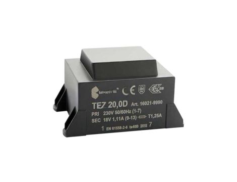 Transformator zalewany 20VA 1,111A 230VAC 18V 16021-9990