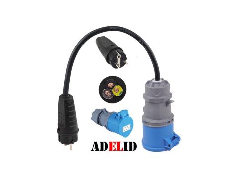 ADAPTER PRZEJŚCIÓWKA DO KAMPERA CAMPING 50CM WTYCZKA GNIAZDO 230V WGGP163