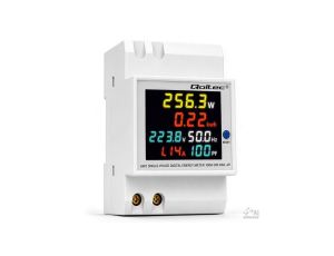 Qoltec Jednofazowy licznik 6w1 miernik zużycia energii na szynę DIN 230V 100A LCD CT 3P