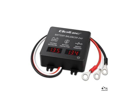 51078 Qoltec Balanser napięcia 24V do akumulatorów 2 x 12V 5A AGM GEL LiFePO4 LED