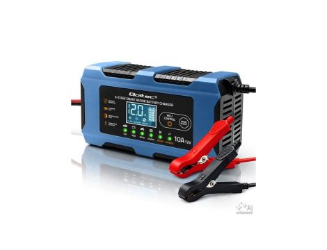 52668 Qoltec Inteligentna ładowarka 12V 10A Prostownik z funkcją naprawy MCU Auto OFF 9-stopniowe ładowanie AGM GEL LiFePO4