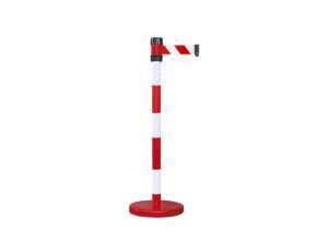 Bariera chowana, słupek z taśmą 2m Ø 50mm czerwony, biały