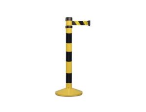Bariera chowana, słupek z taśmą 4m Ø 78mm czarny, żółty