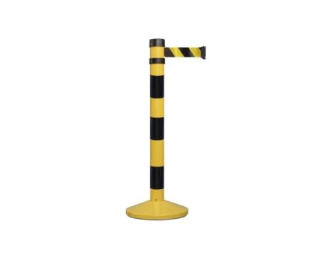 Bariera chowana, słupek z taśmą 4m Ø 78mm czarny, żółty