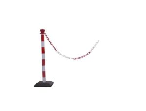 Słupek odgradzający długość taśmy 2m Ø 50mm wysokość bariery 1000mm czerowny, biały