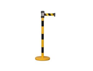 Bariera chowana, słupek z taśmą 2m Ø 50mm czarny, żółty