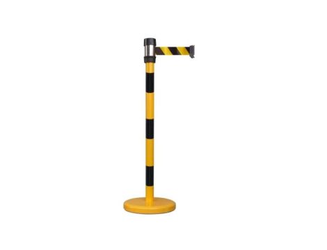 Bariera chowana, słupek z taśmą 2m Ø 50mm czarny, żółty