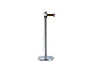 Słupek ochronny z taśmą 2m Ø 50mm wysokość bariery 980mm srebrny, żółty