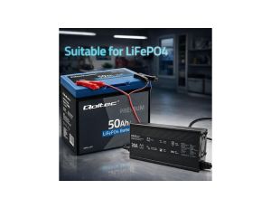 52672 Qoltec Specjalistyczna ładowarka do akumulatora LiFePO4 12V 30A PF 0.9 LED Inteligentne ładowanie