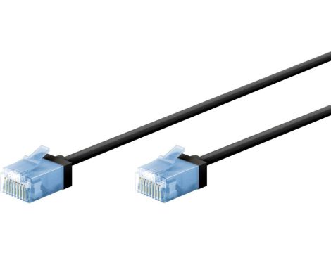 Ultra-elastyczny CAT 6A kabel krosowy, slim, U/UTP, czarny - Długość kabla 0.5 m