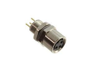 Złącze okrągłe M8 żeńskie proste montaż THT 3-PIN 60V T4043014031-000