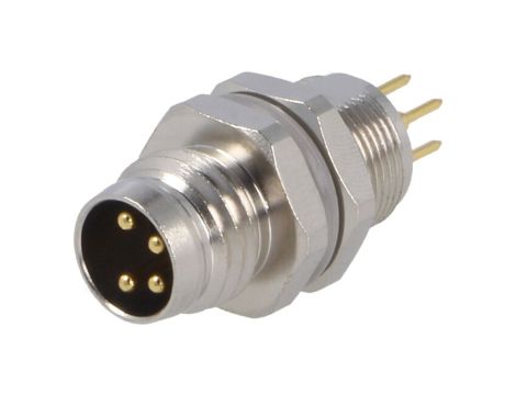 Złącze okrągłe M8 męskie proste montaż THT 4-PIN 30V T4042014041-000