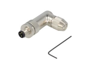 Złącze okrągłe M8 męskie kątowe ekranowane na zacisk 3-PIN 60V T4013019031-000