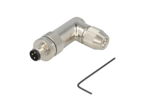 Złącze okrągłe M8 męskie kątowe ekranowane na zacisk 3-PIN 60V T4013019031-000