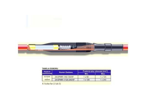 Mufa taśmowa trójfazowa 12/20kV z rurą termokurczliwą (50-120mm2) - 24-EPMR-1/50-120/W-3F