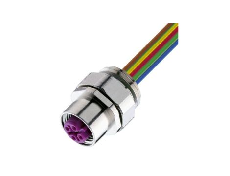 Złącze panelowe Profibus żeńskie M12 5-PINowe kodowanie D styki lutowane pokryte żywicą epoksydową gwint M16 x 1.5 0976 PFC 151