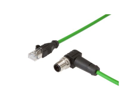 Złącze do samokonfekcjonowania M12 kątowe RJ45 proste męskie 4-PINowe 10 m 4x0,14mm PUR 50V VKA08F21