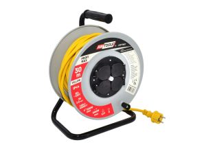 AWTOOLS PRZEDŁUŻACZ BĘBEN METAL PROFI MAX 30m 3x2,5mm ŻÓŁTY 16A / 3680W / IP44