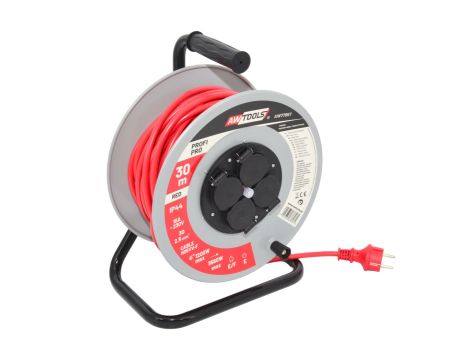 AWTOOLS PRZEDŁUŻACZ BĘBEN METAL PROFI PRO 50m 3x2,5mm CZERWONY 16A / 3680W / IP44