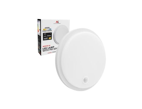 Lampa LED z czujnikiem ruchu Maclean , czujnik PIR, biała, 10W/15/18W, IP65, możliwość zmiany barwy 3000/4000/6000K, MCE535 W