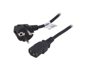 Kabel zasilający H03VV-F CEE 7/7 (E/F) wtyk kątowy, IEC C13 żeński, 10A, 0,25kV, 5m, PVC, AK-PC-05A