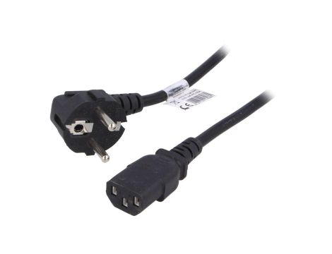 Kabel zasilający H03VV-F CEE 7/7 (E/F) wtyk kątowy, IEC C13 żeński, 10A, 0,25kV, 5m, PVC, AK-PC-05A