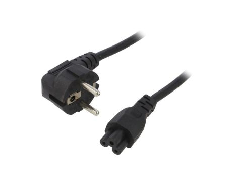 Kabel zasilający H03VV-H CEE 7/7 (E/F) wtyk kątowy, IEC C5 żeński, 2,5A, 0,25kV, 1m, PVC, AK-NB-08C