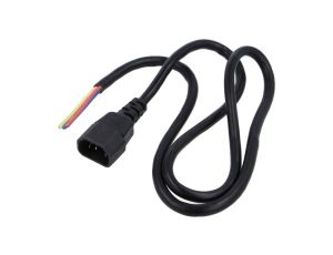 Kabel zasilający H03VV-H IEC C14 męski, przewody, 10A, 0,25kV, 1m, PVC, AK-OT-08C
