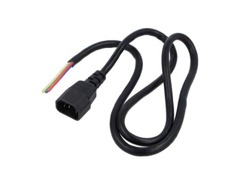 Kabel zasilający H03VV-H IEC C14 męski, przewody, 10A, 0,25kV, 1m, PVC, AK-OT-08C
