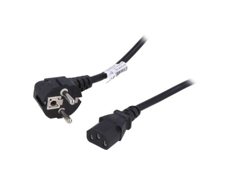 Kabel zasilający H05VV-F CEE 7/7 (E/F) wtyk kątowy, IEC C13 żeński, 10A, 0,25kV, 1,5m, PVC, AK-PC-01C
