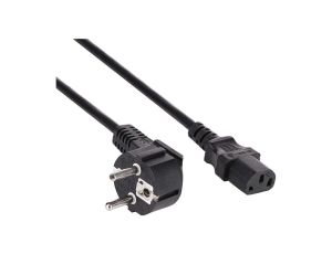 Kabel zasilający H05VV-F CEE 7/7 (E/F) wtyk kątowy, IEC C13 żeński, 10A, 0,25kV, 1,5m, PVC, AK-PC-01S