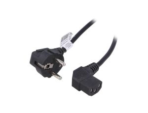 Kabel zasilający H03VV-F CEE 7/7 (E/F) wtyk kątowy, IEC C13 żeński kątowy prawy, 10A, 0,25kV, 3m, PVC, AK-PC-12A