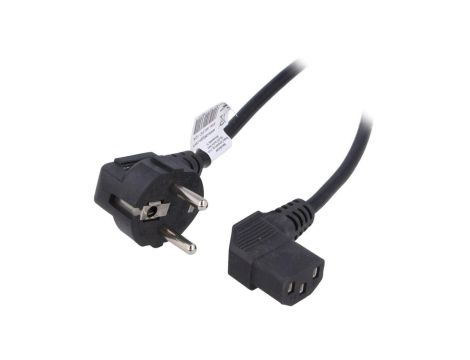 Kabel zasilający H03VV-F CEE 7/7 (E/F) wtyk kątowy, IEC C13 żeński kątowy prawy, 10A, 0,25kV, 3m, PVC, AK-PC-12A