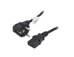 Kabel zasilający H03VV-F CEE 7/7 (E/F) wtyk kątowy, IEC C13 żeński, 10A, 0,25kV, 3m, PVC, AK-PC-06A