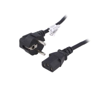 Kabel zasilający H03VV-F CEE 7/7 (E/F) wtyk kątowy, IEC C13 żeński, 10A, 0,25kV, 3m, PVC, AK-PC-06A