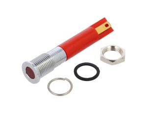 Kontrolka LED, płaska, 20mA, 12V DC, IP67, do lutowania, konektory, Q8F1CXXR12E