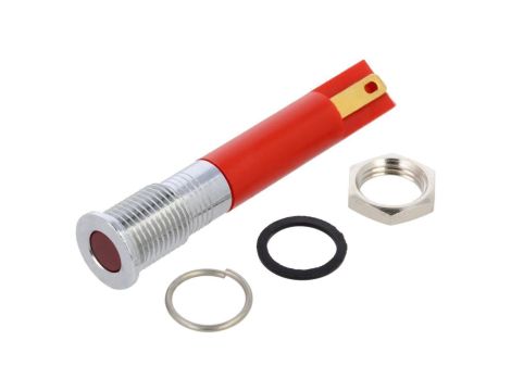 Kontrolka LED, płaska, 20mA, 12V DC, IP67, do lutowania, konektory, Q8F1CXXR12E