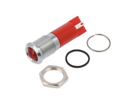 Kontrolka LED, wypukła, 20mA, 12V DC, IP67, do lutowania, konektory, Q14P1CXXR12E
