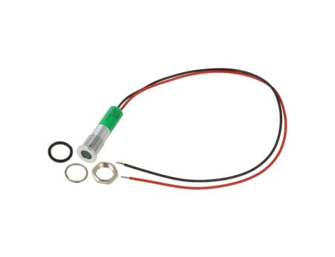 Kontrolka LED, płaska, 12V DC, IP67, przewody, Q8F3CXXG12E