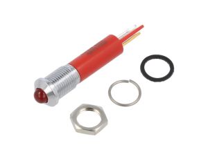 Kontrolka LED, wypukła, 20mA, 24V DC, IP67, do lutowania, konektory, Q8P1CXXR24E