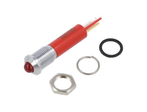Kontrolka LED, wypukła, 20mA, 24V DC, IP67, do lutowania, konektory, Q8P1CXXR24E