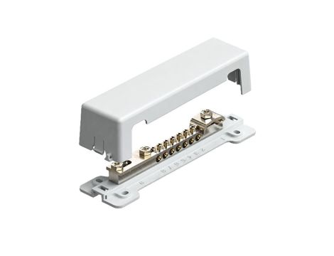 Szyna wyrównująca potencjał (1x50mm2 + 7x25mm2 + bednarka 30mm) jednorzędowa w szarej obudowie ADELID