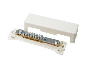Szyna wyrównująca potencjał (1x50mm2 + 7x25mm2 + bednarka 30mm) dwurzędowa w szarej obudowie ADELID