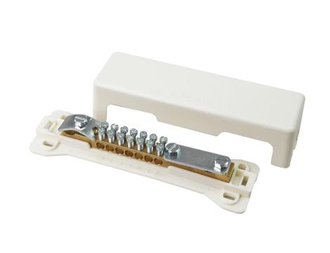 Szyna wyrównująca potencjał (1x50mm2 + 7x25mm2 + bednarka 30mm) dwurzędowa w szarej obudowie ADELID