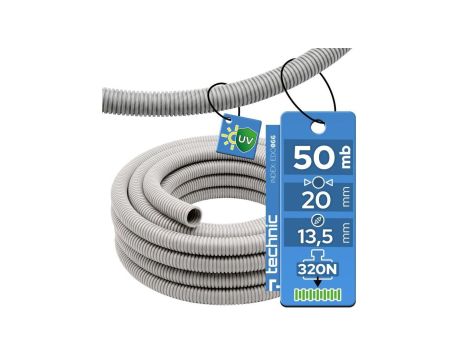 Rura karbowana bezhalogenowa jasnoszara RKGL peszel 20/13,5 320N UV (50mb) EDO066