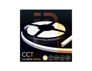 Taśma LED Premium 24V 280led/m WCOB 17W/m CCT 2600-6000K IP62 1300lm/m 8mm CRI90 5Y 5m 24WCOB280CCT5IP62